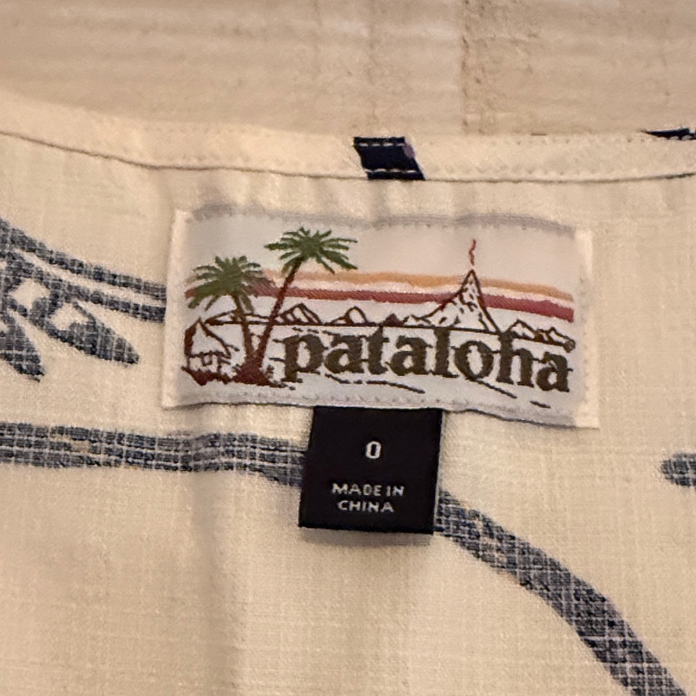 Patagonia Cream Sleeveless Dress with Navy Bird Motif - Picture 2 of 6